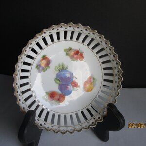 Vintage Carl Schumann Riticulated Porcelain Bowl/5.5 inches/Hand Painted